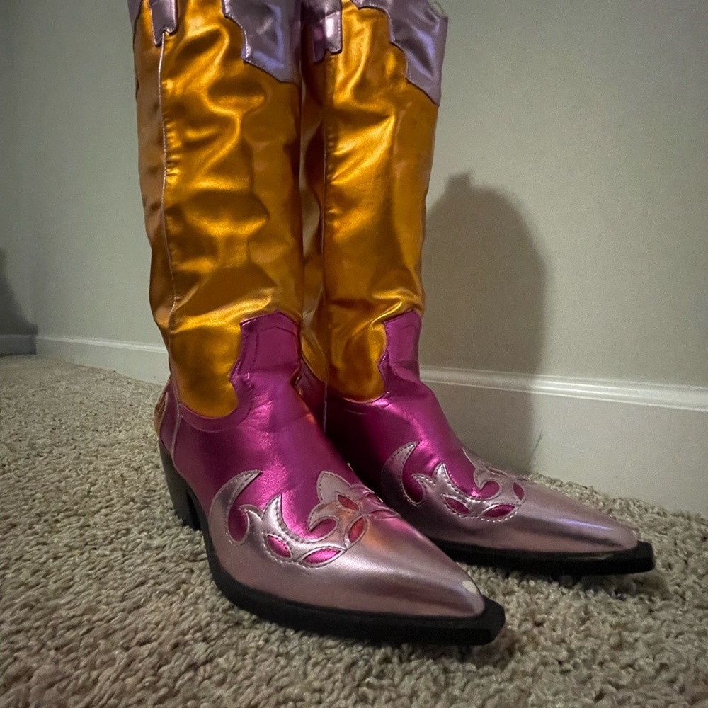 Metallic cowgirl boots